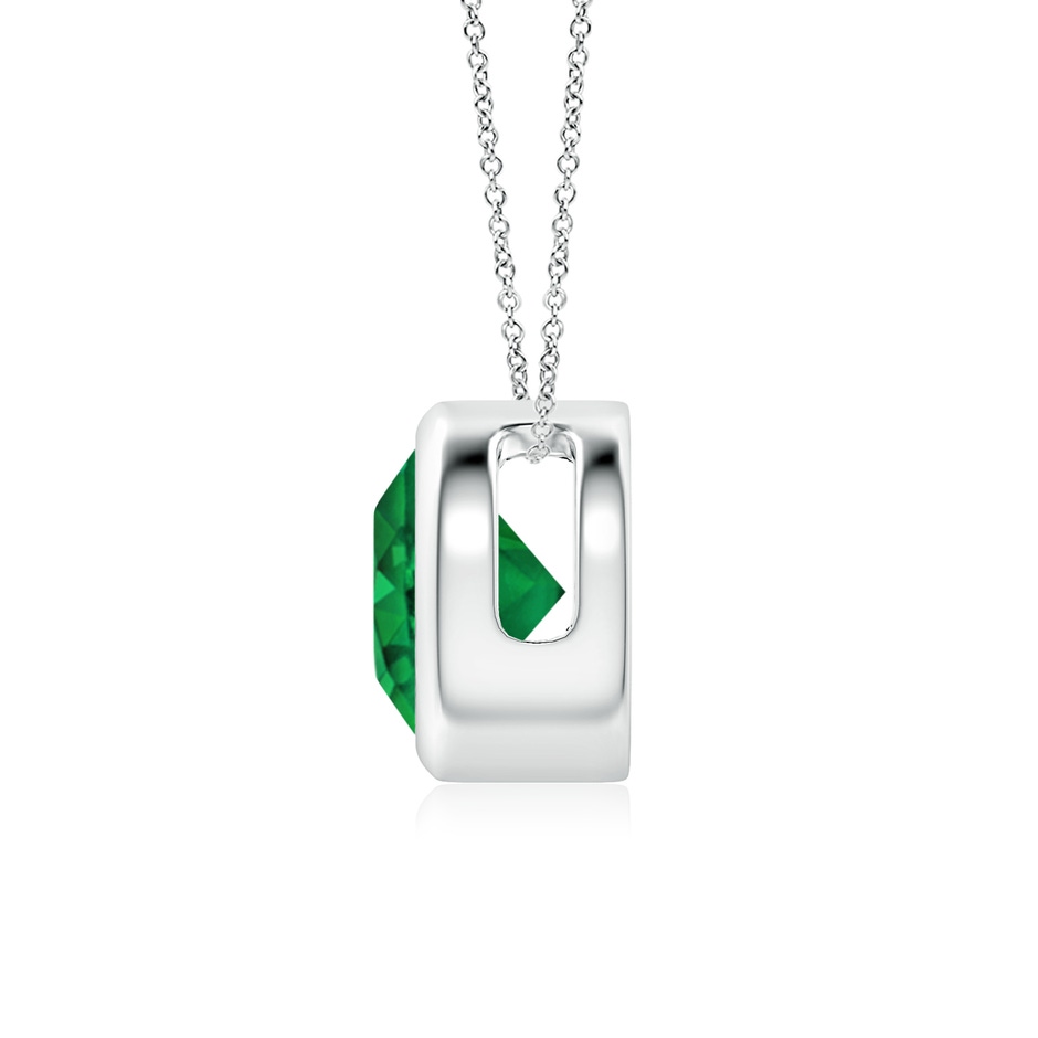 7mm AAA Bezel-Set Round Emerald Solitaire Pendant in White Gold side 199