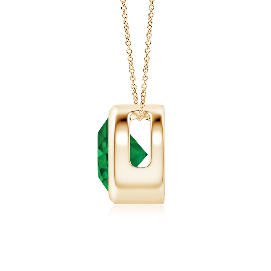 7mm AAA Bezel-Set Round Emerald Solitaire Pendant in Yellow Gold side 199