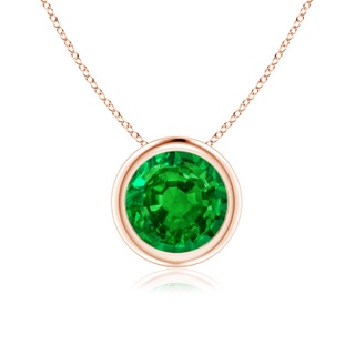 7mm AAAA Bezel-Set Round Emerald Solitaire Pendant in 10K Rose Gold