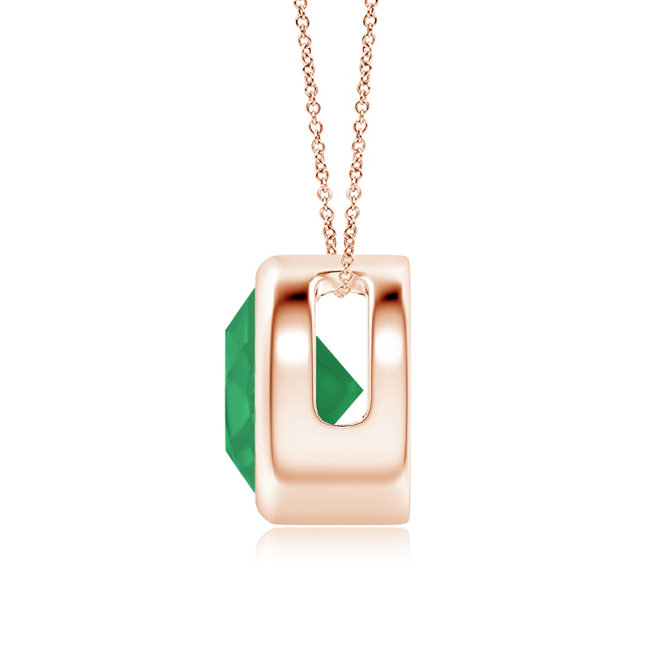 8mm A Bezel-Set Round Emerald Solitaire Pendant in Rose Gold side 199