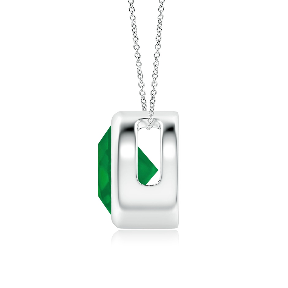 8mm AA Bezel-Set Round Emerald Solitaire Pendant in P950 Platinum side 199