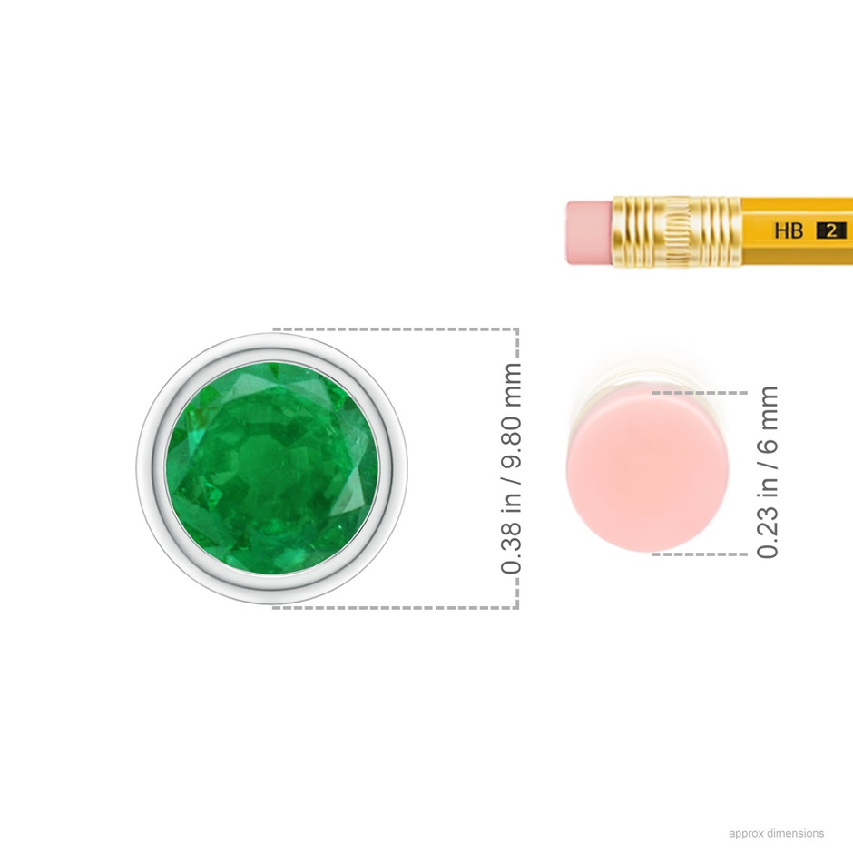 8mm AA Bezel-Set Round Emerald Solitaire Pendant in P950 Platinum ruler