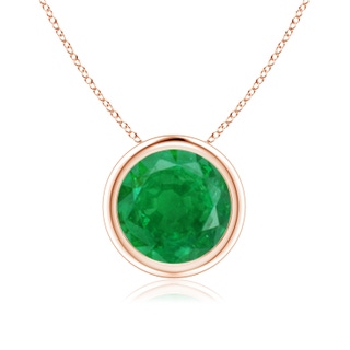 8mm AA Bezel-Set Round Emerald Solitaire Pendant in Rose Gold