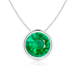 8mm AAA Bezel-Set Round Emerald Solitaire Pendant in P950 Platinum