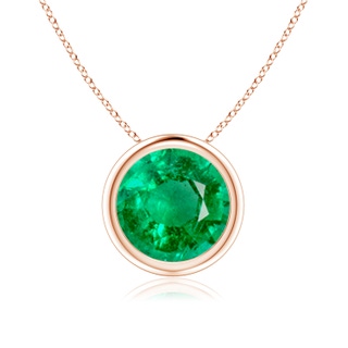 8mm AAA Bezel-Set Round Emerald Solitaire Pendant in Rose Gold