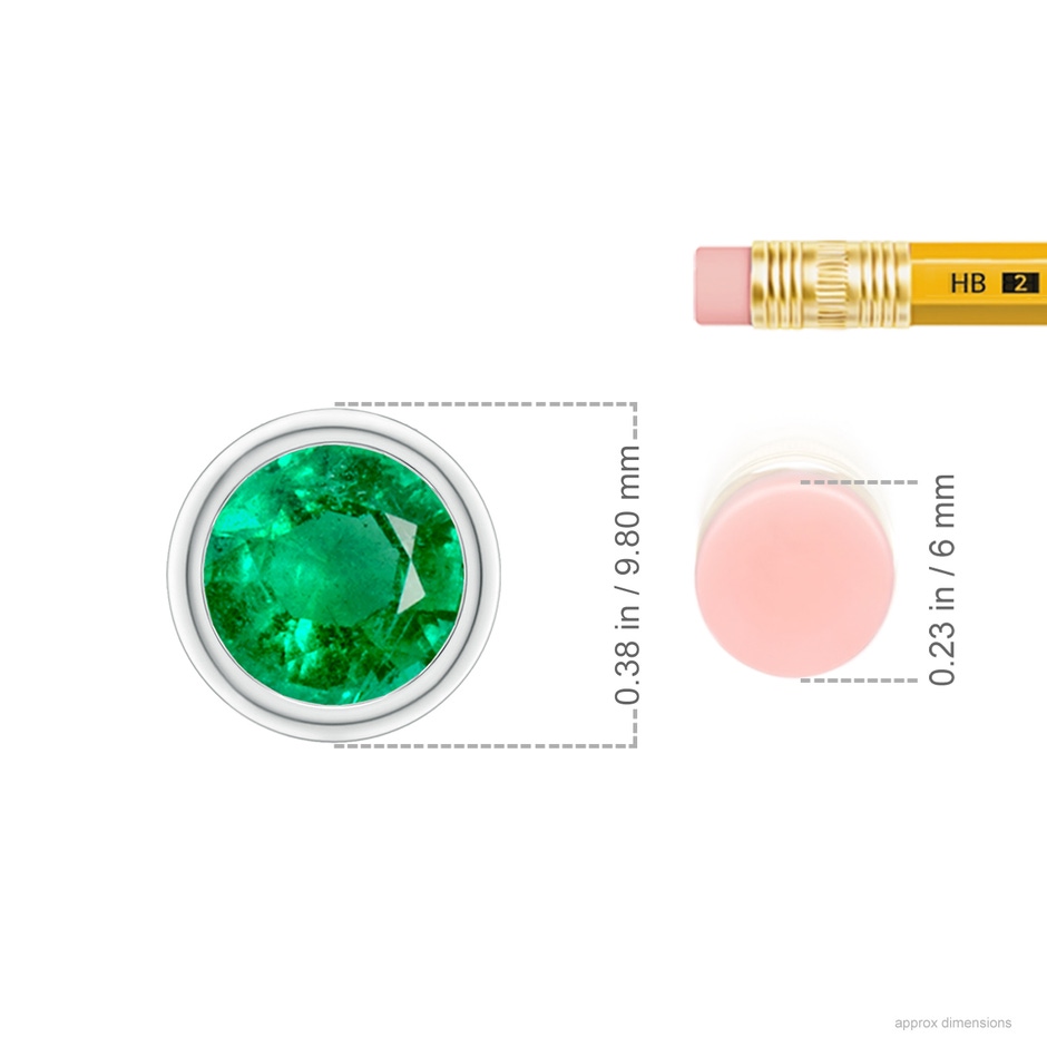 8mm AAA Bezel-Set Round Emerald Solitaire Pendant in White Gold ruler