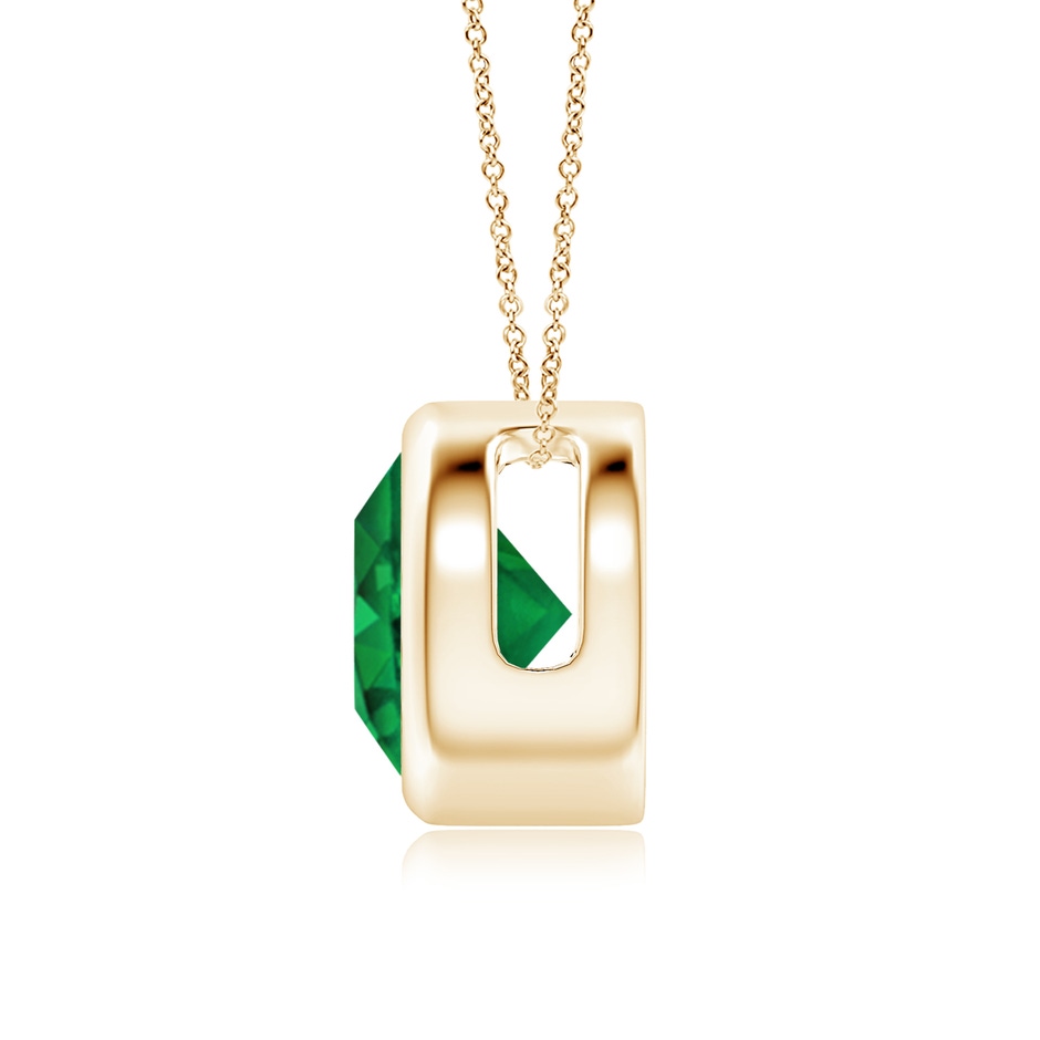 8mm AAA Bezel-Set Round Emerald Solitaire Pendant in Yellow Gold side 199