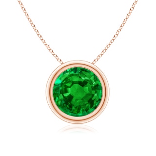 8mm AAAA Bezel-Set Round Emerald Solitaire Pendant in 10K Rose Gold