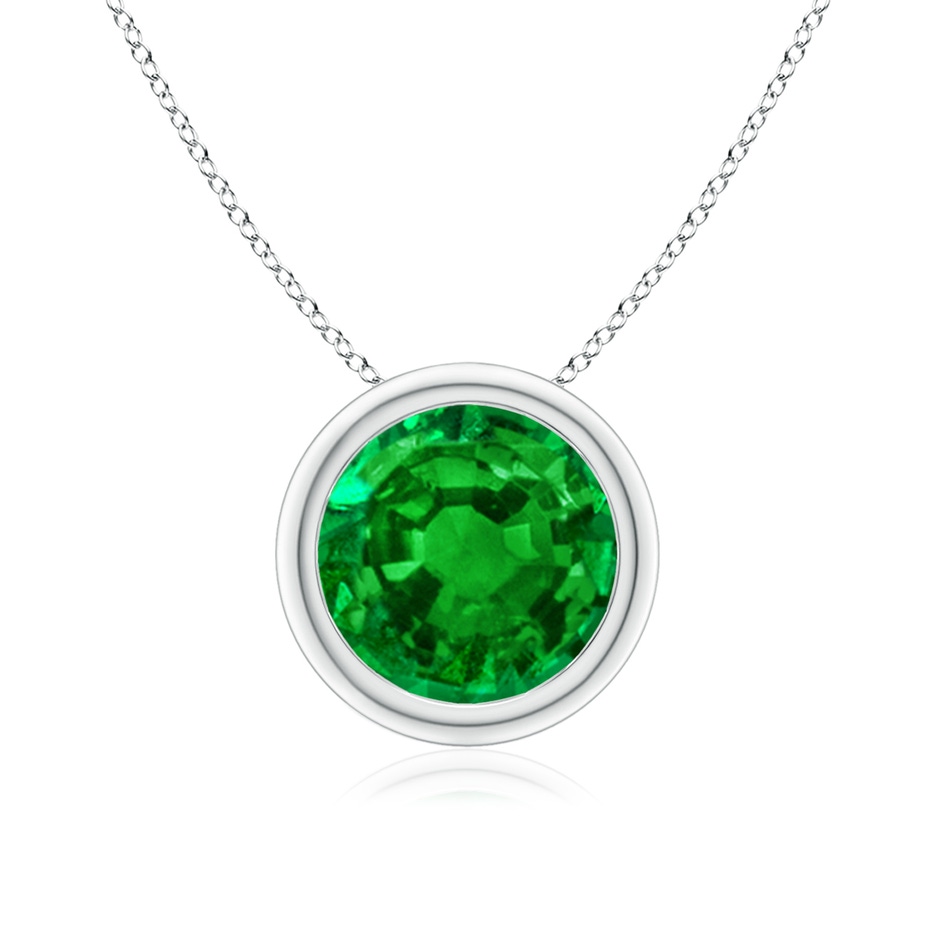 8mm AAAA Bezel-Set Round Emerald Solitaire Pendant in P950 Platinum 