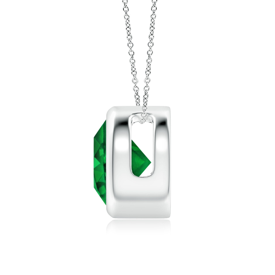 8mm AAAA Bezel-Set Round Emerald Solitaire Pendant in P950 Platinum side 199