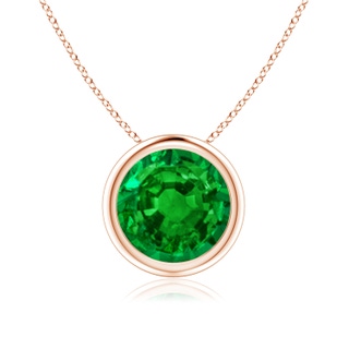 8mm AAAA Bezel-Set Round Emerald Solitaire Pendant in Rose Gold