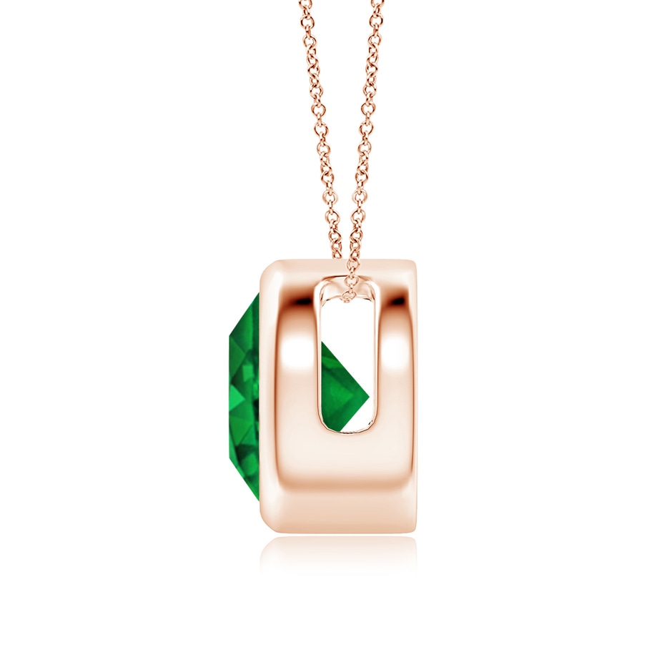 8mm AAAA Bezel-Set Round Emerald Solitaire Pendant in Rose Gold side 199