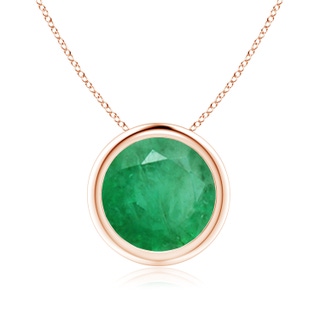 9mm A Bezel-Set Round Emerald Solitaire Pendant in Rose Gold