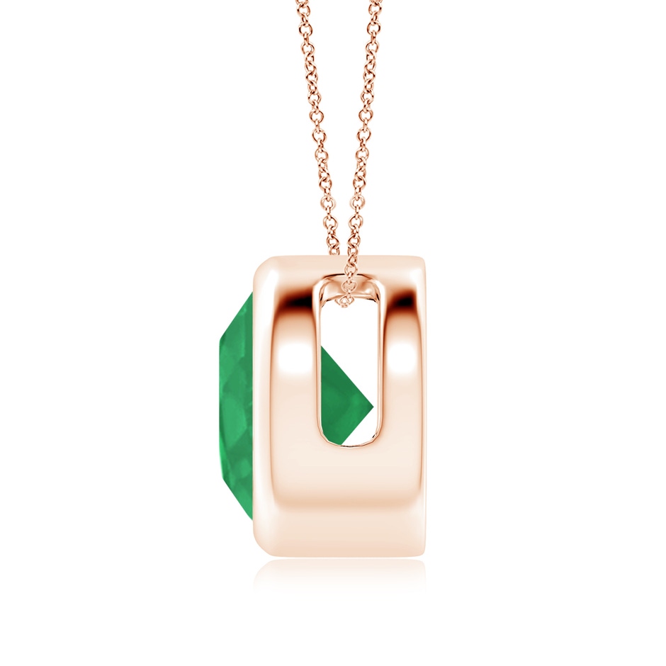 9mm A Bezel-Set Round Emerald Solitaire Pendant in Rose Gold side 199