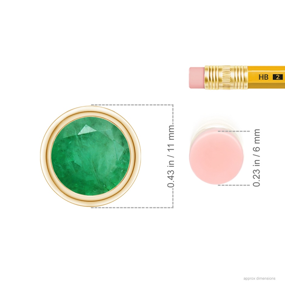 9mm A Bezel-Set Round Emerald Solitaire Pendant in Yellow Gold ruler