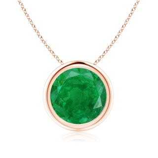 9mm AA Bezel-Set Round Emerald Solitaire Pendant in Rose Gold