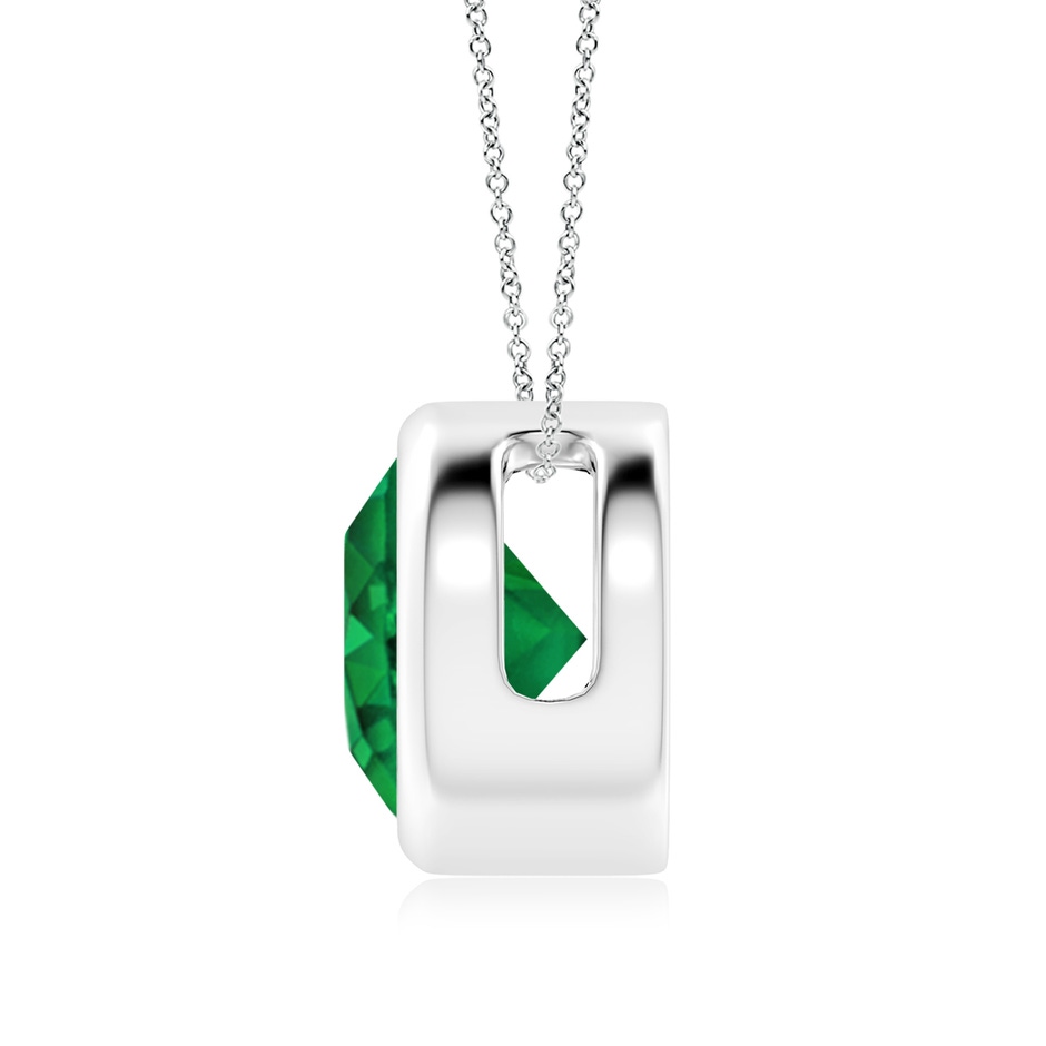 9mm AAA Bezel-Set Round Emerald Solitaire Pendant in P950 Platinum side 199