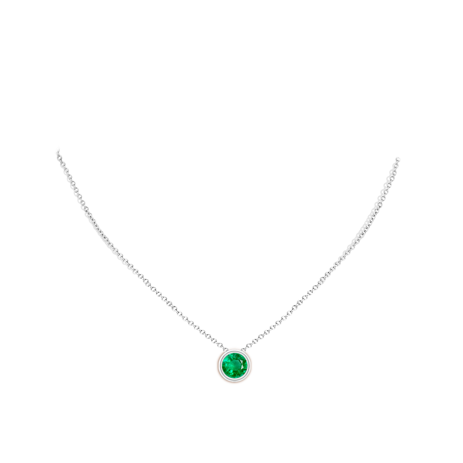 9mm AAA Bezel-Set Round Emerald Solitaire Pendant in P950 Platinum pen