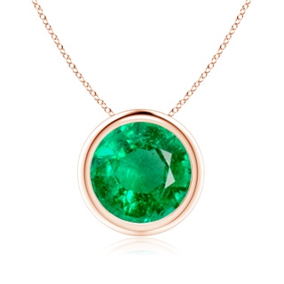 9mm AAA Bezel-Set Round Emerald Solitaire Pendant in Rose Gold