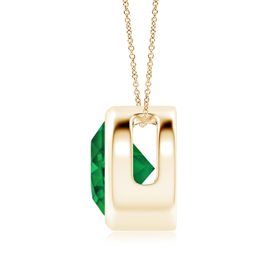 9mm AAA Bezel-Set Round Emerald Solitaire Pendant in Yellow Gold side 199