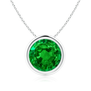 9mm AAAA Bezel-Set Round Emerald Solitaire Pendant in P950 Platinum