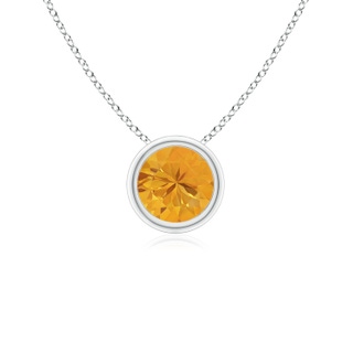5mm A Bezel-Set Round Fire Opal Solitaire Pendant in S999 Silver
