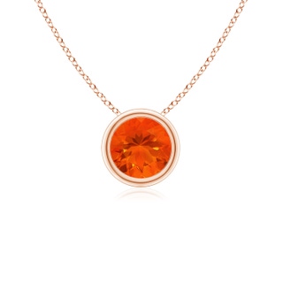 5mm AAA Bezel-Set Round Fire Opal Solitaire Pendant in Rose Gold