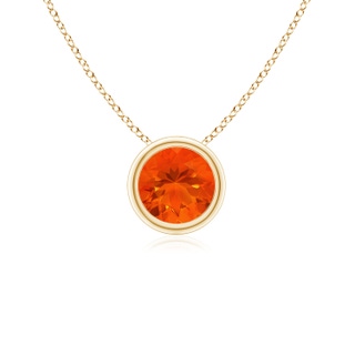 5mm AAA Bezel-Set Round Fire Opal Solitaire Pendant in Yellow Gold