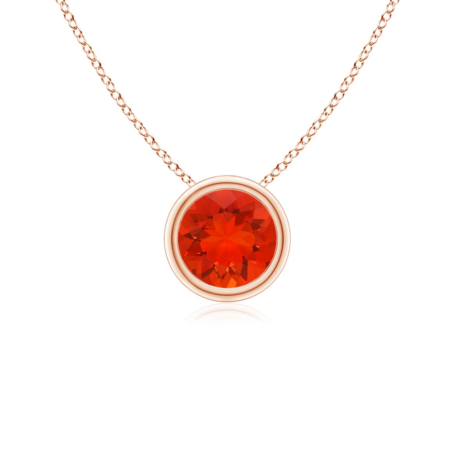 5mm AAAA Bezel-Set Round Fire Opal Solitaire Pendant in 18K Rose Gold 