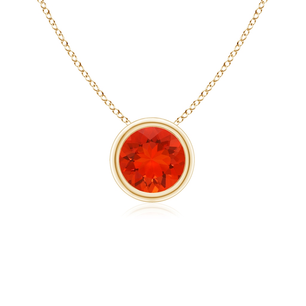 5mm AAAA Bezel-Set Round Fire Opal Solitaire Pendant in 18K Yellow Gold