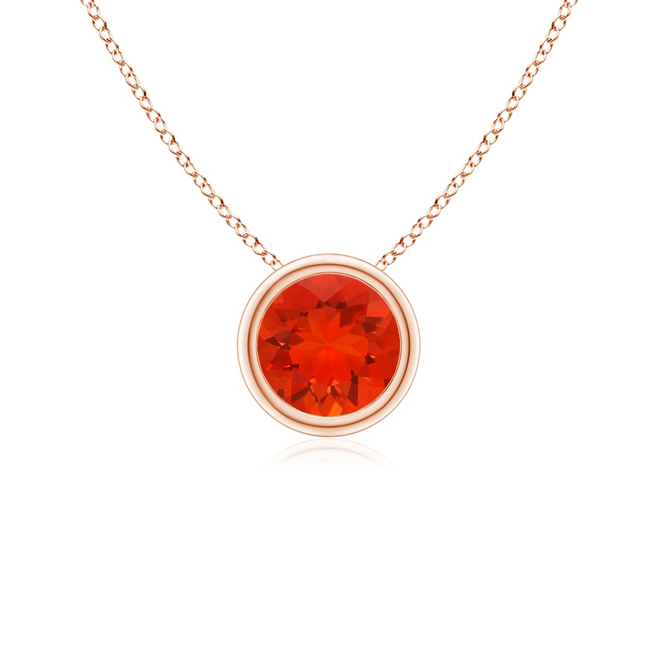 5mm AAAA Bezel-Set Round Fire Opal Solitaire Pendant in 9K Rose Gold 