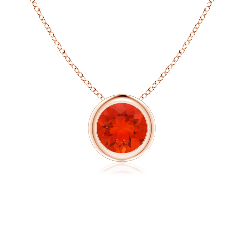 5mm AAAA Bezel-Set Round Fire Opal Solitaire Pendant in Rose Gold