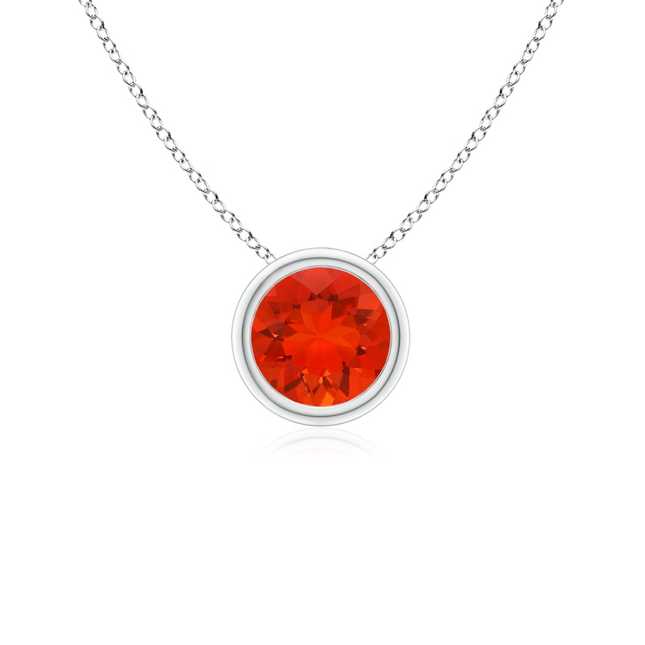5mm AAAA Bezel-Set Round Fire Opal Solitaire Pendant in S999 Silver 