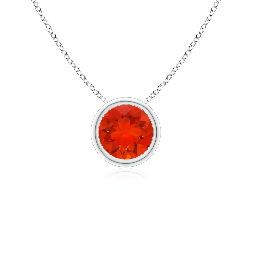5mm AAAA Bezel-Set Round Fire Opal Solitaire Pendant in White Gold