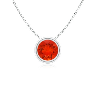5mm AAAA Bezel-Set Round Fire Opal Solitaire Pendant in White Gold