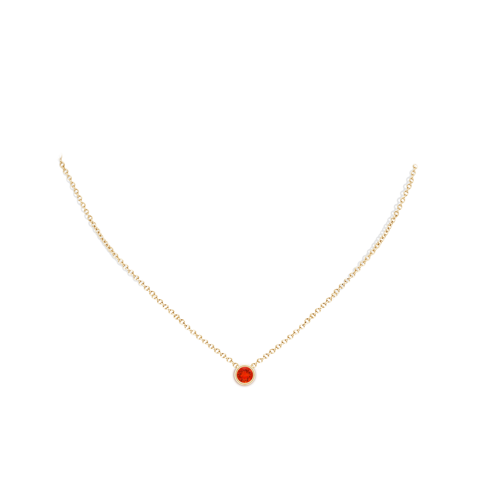 5mm AAAA Bezel-Set Round Fire Opal Solitaire Pendant in Yellow Gold pen