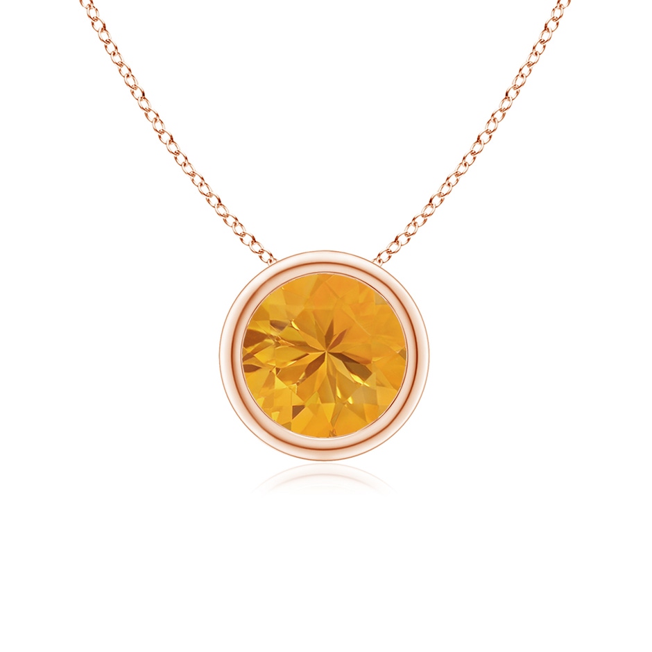 6mm A Bezel-Set Round Fire Opal Solitaire Pendant in Rose Gold 