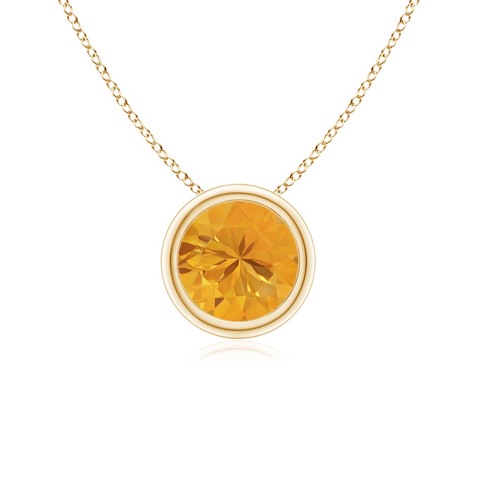 6mm A Bezel-Set Round Fire Opal Solitaire Pendant in Yellow Gold 