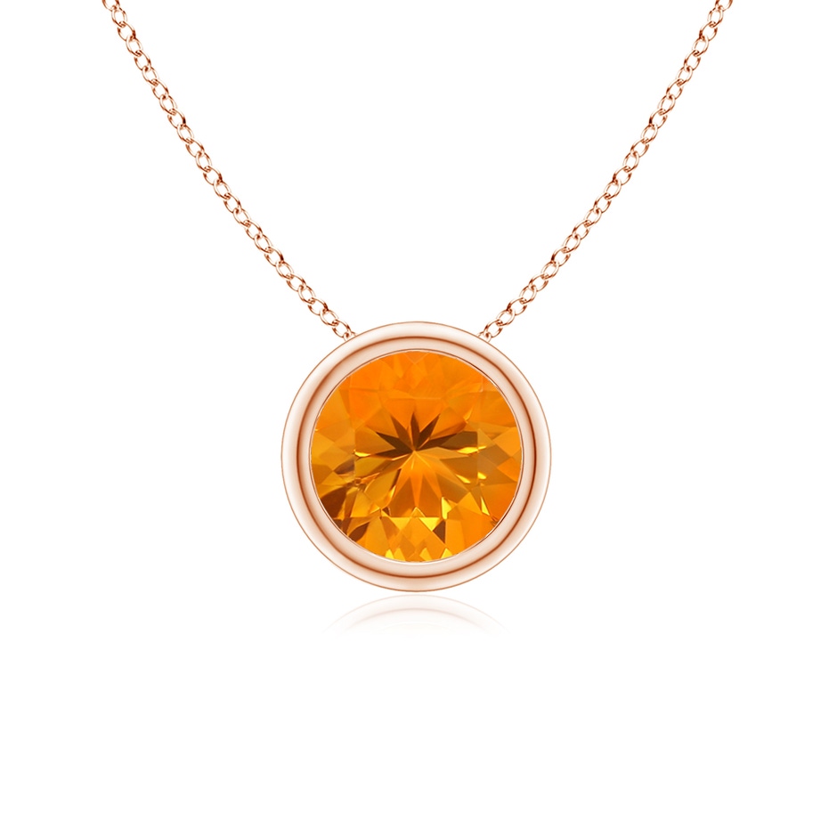 6mm AA Bezel-Set Round Fire Opal Solitaire Pendant in Rose Gold 