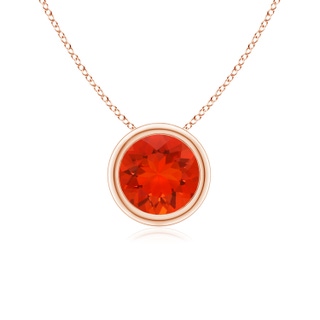 6mm AAAA Bezel-Set Round Fire Opal Solitaire Pendant in 18K Rose Gold