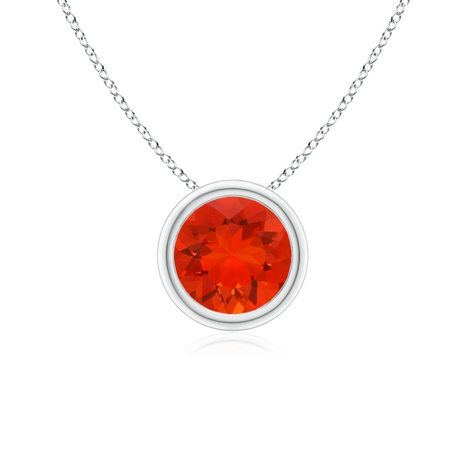 6mm AAAA Bezel-Set Round Fire Opal Solitaire Pendant in P950 Platinum 