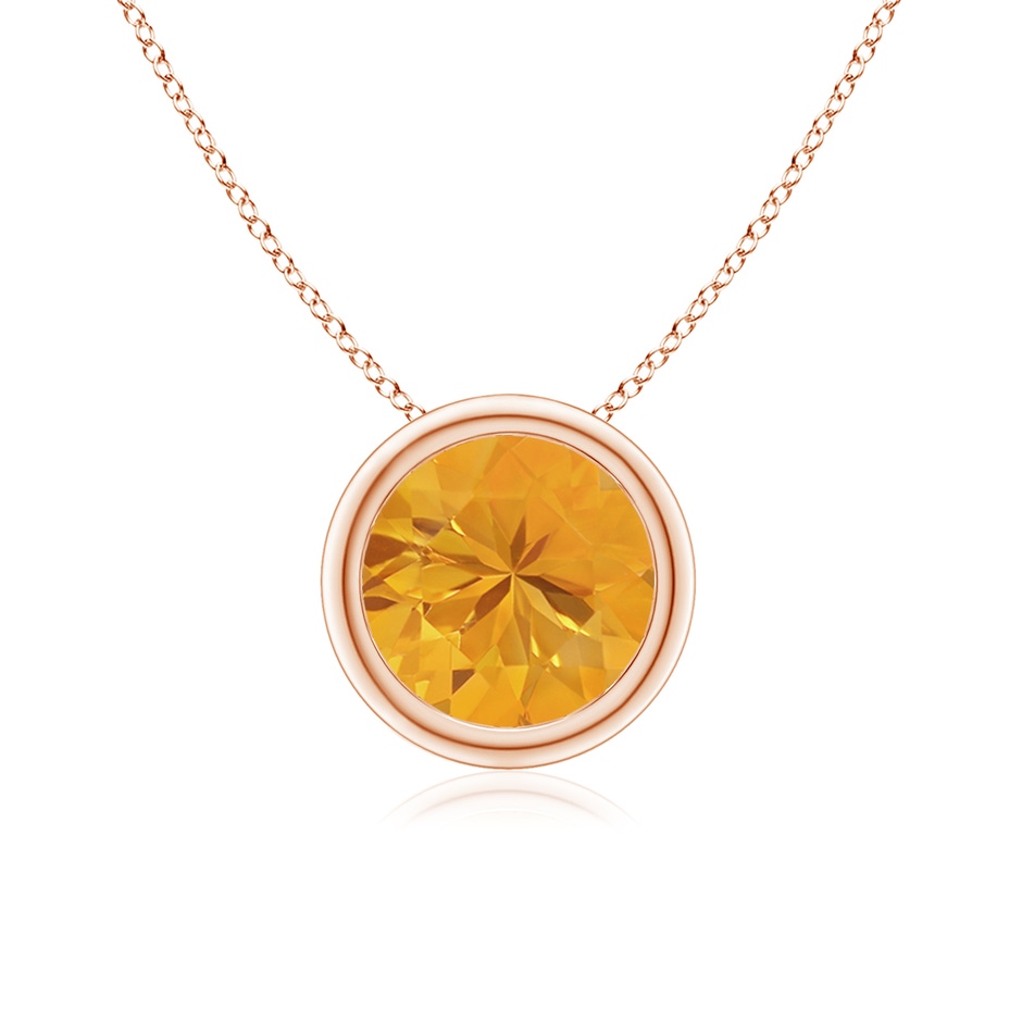 7mm A Bezel-Set Round Fire Opal Solitaire Pendant in Rose Gold 
