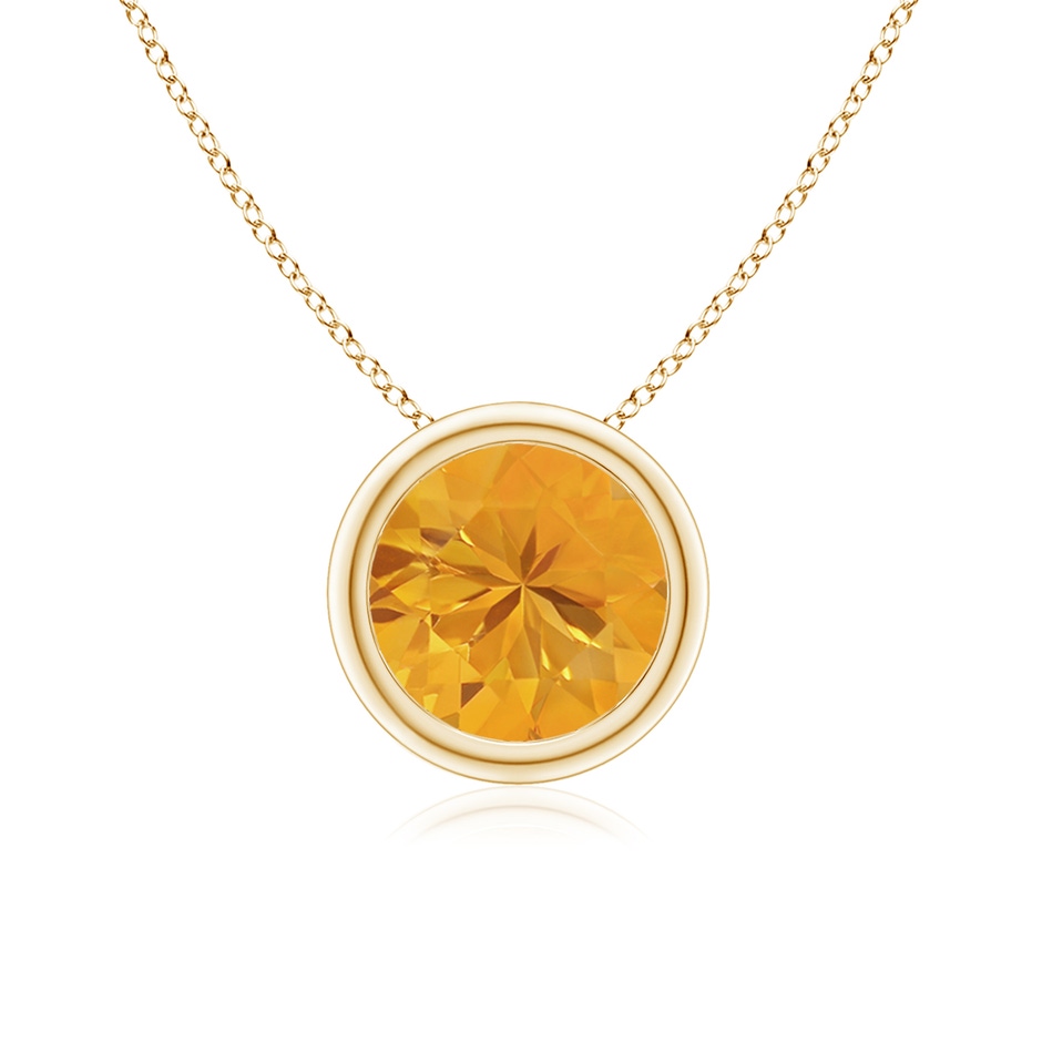 7mm A Bezel-Set Round Fire Opal Solitaire Pendant in Yellow Gold 