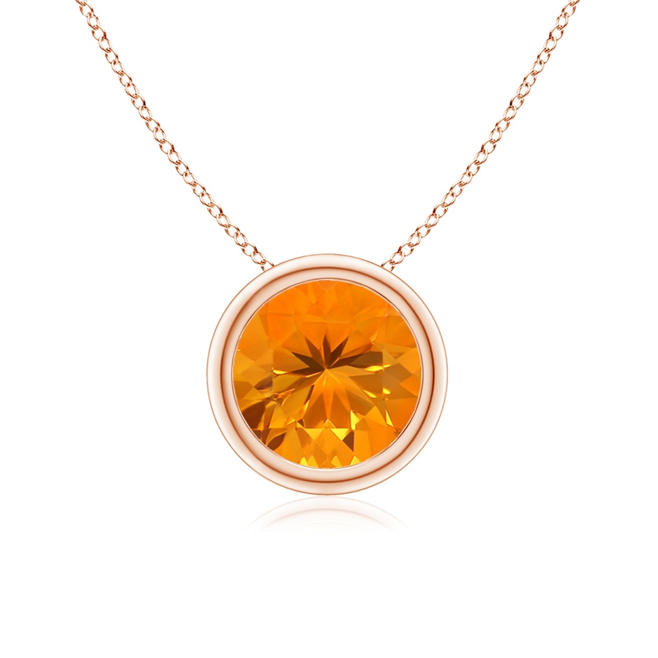 7mm AA Bezel-Set Round Fire Opal Solitaire Pendant in Rose Gold 