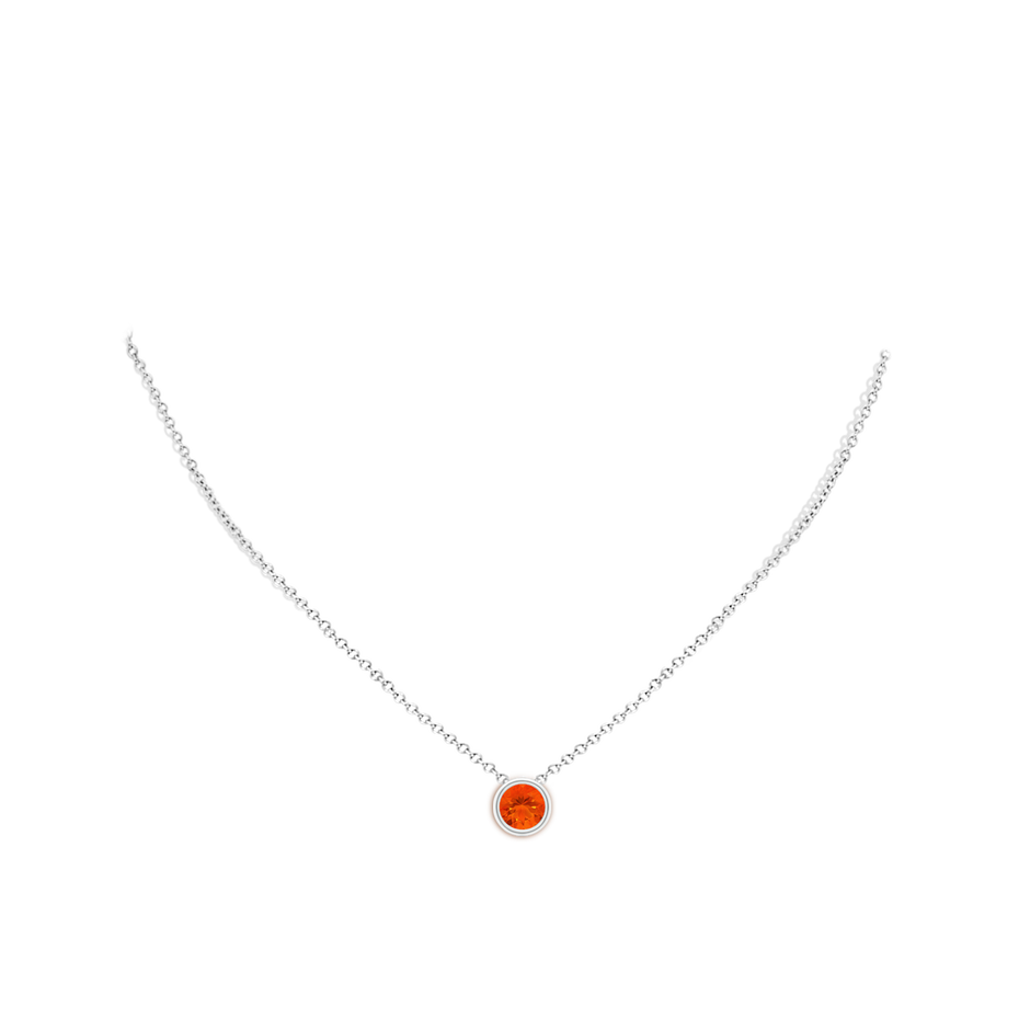 7mm AAA Bezel-Set Round Fire Opal Solitaire Pendant in P950 Platinum pen