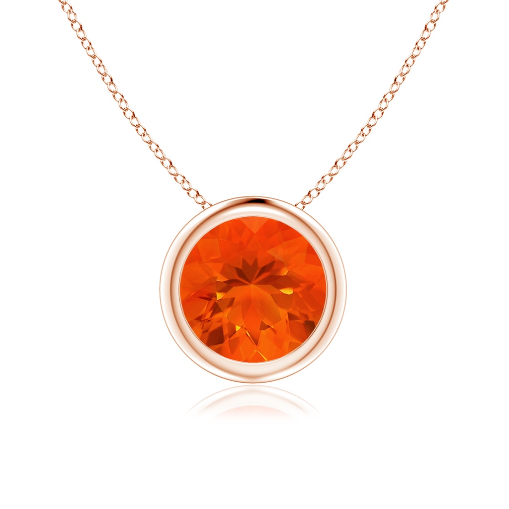 7mm AAA Bezel-Set Round Fire Opal Solitaire Pendant in Rose Gold