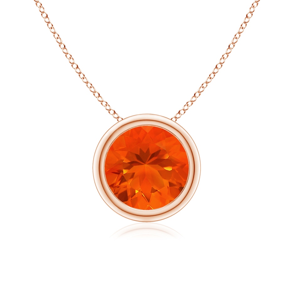 7mm AAA Bezel-Set Round Fire Opal Solitaire Pendant in Rose Gold 