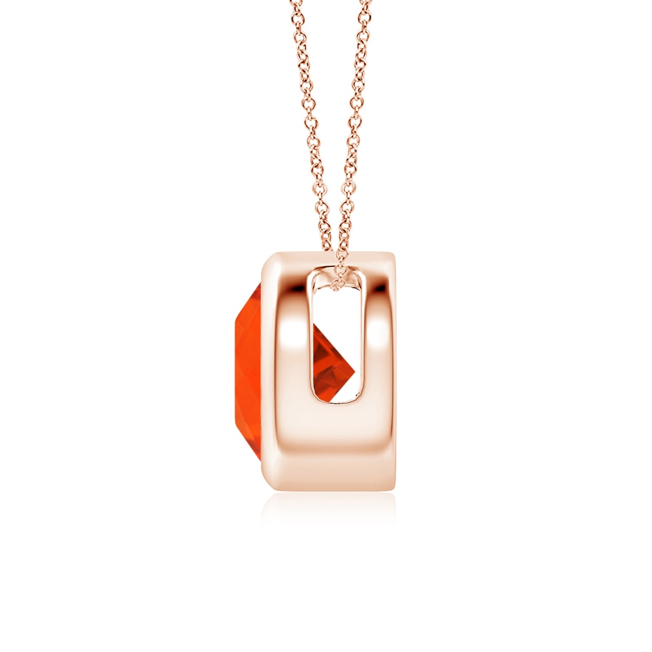 7mm AAA Bezel-Set Round Fire Opal Solitaire Pendant in Rose Gold side 199