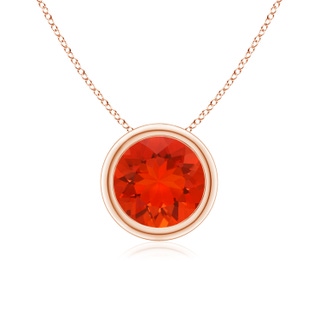 7mm AAAA Bezel-Set Round Fire Opal Solitaire Pendant in 18K Rose Gold