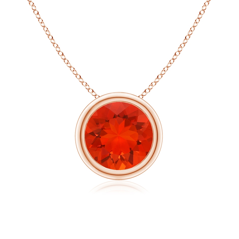 7mm AAAA Bezel-Set Round Fire Opal Solitaire Pendant in Rose Gold 